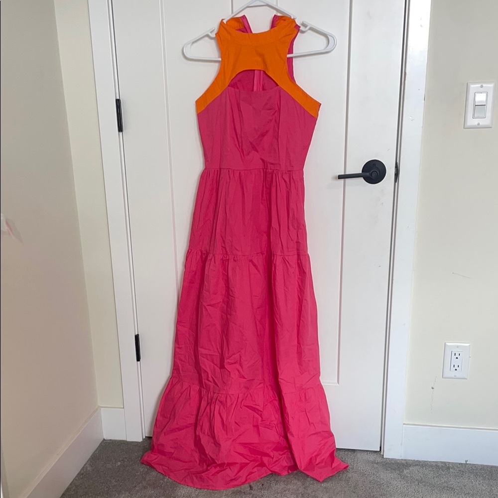 Pink Halter Maxi Sundress for Weddings